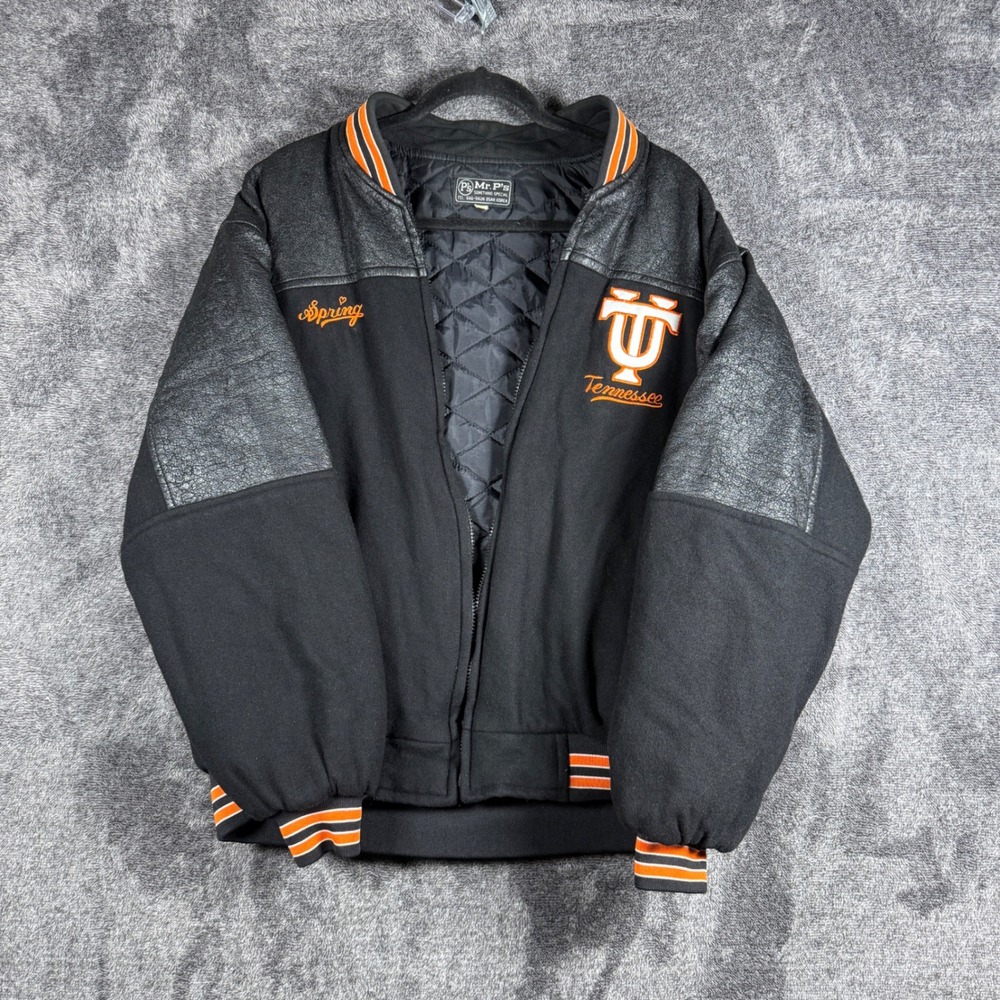 Vintage Tennessee Vols Varsity Jacket Mr P's Black Orange Bomber Mens Medium